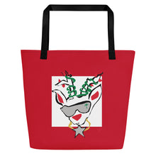 Load image into Gallery viewer, Red Run Deer MC All-Over Print Large Tote Bag