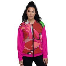 Load image into Gallery viewer, Pink Poinsettia Unisex Bomber Jacket