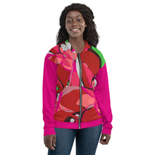 Load image into Gallery viewer, Pink Poinsettia Unisex Bomber Jacket