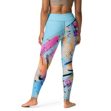 Load image into Gallery viewer, Paint Party Blue Yoga Leggings