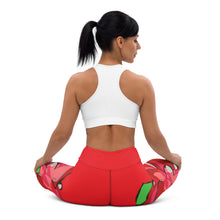 Load image into Gallery viewer, Poinsettia Red Yoga Leggings