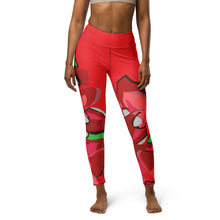 Load image into Gallery viewer, Poinsettia Red Yoga Leggings
