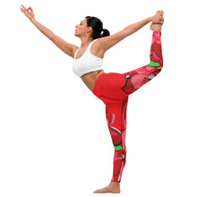 Load image into Gallery viewer, Poinsettia Red Yoga Leggings