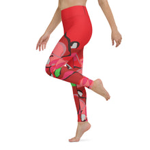 Load image into Gallery viewer, Poinsettia Red Yoga Leggings