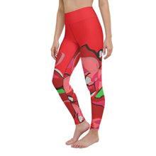 Load image into Gallery viewer, Poinsettia Red Yoga Leggings