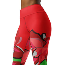 Load image into Gallery viewer, Poinsettia Red Yoga Leggings
