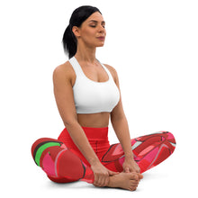 Load image into Gallery viewer, Poinsettia Red Yoga Leggings