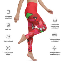 Load image into Gallery viewer, Poinsettia Red Yoga Leggings