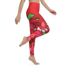 Load image into Gallery viewer, Poinsettia Red Yoga Leggings