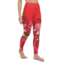Load image into Gallery viewer, Poinsettia Red Yoga Leggings
